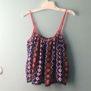 Mesh panel printed crop top